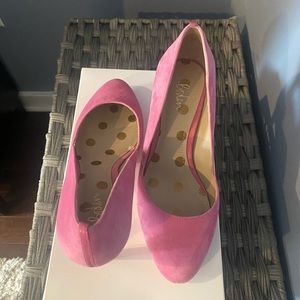 Pink Suede Boden Edie Mid Heels - Brand New